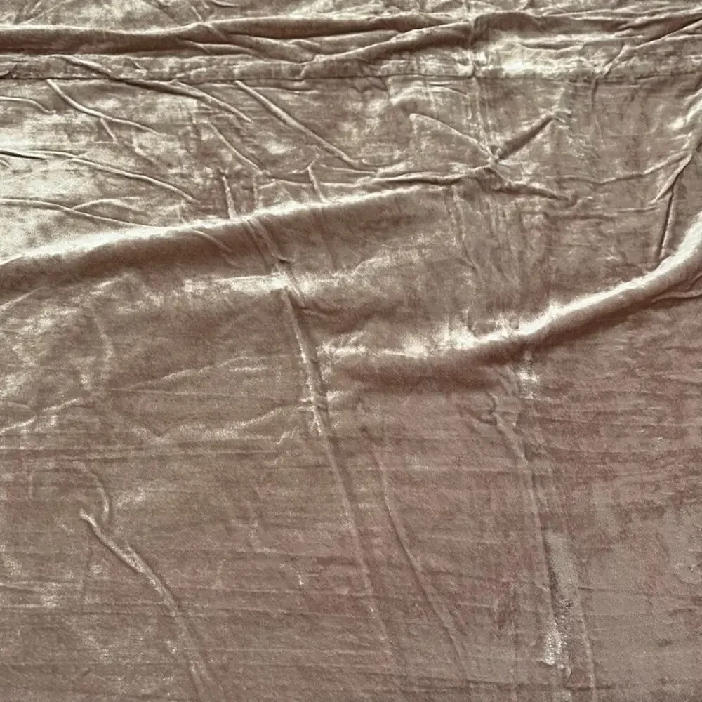 West Elm Dusty Blush Crinkle Velvet Queen Duvet Cover Button Closure